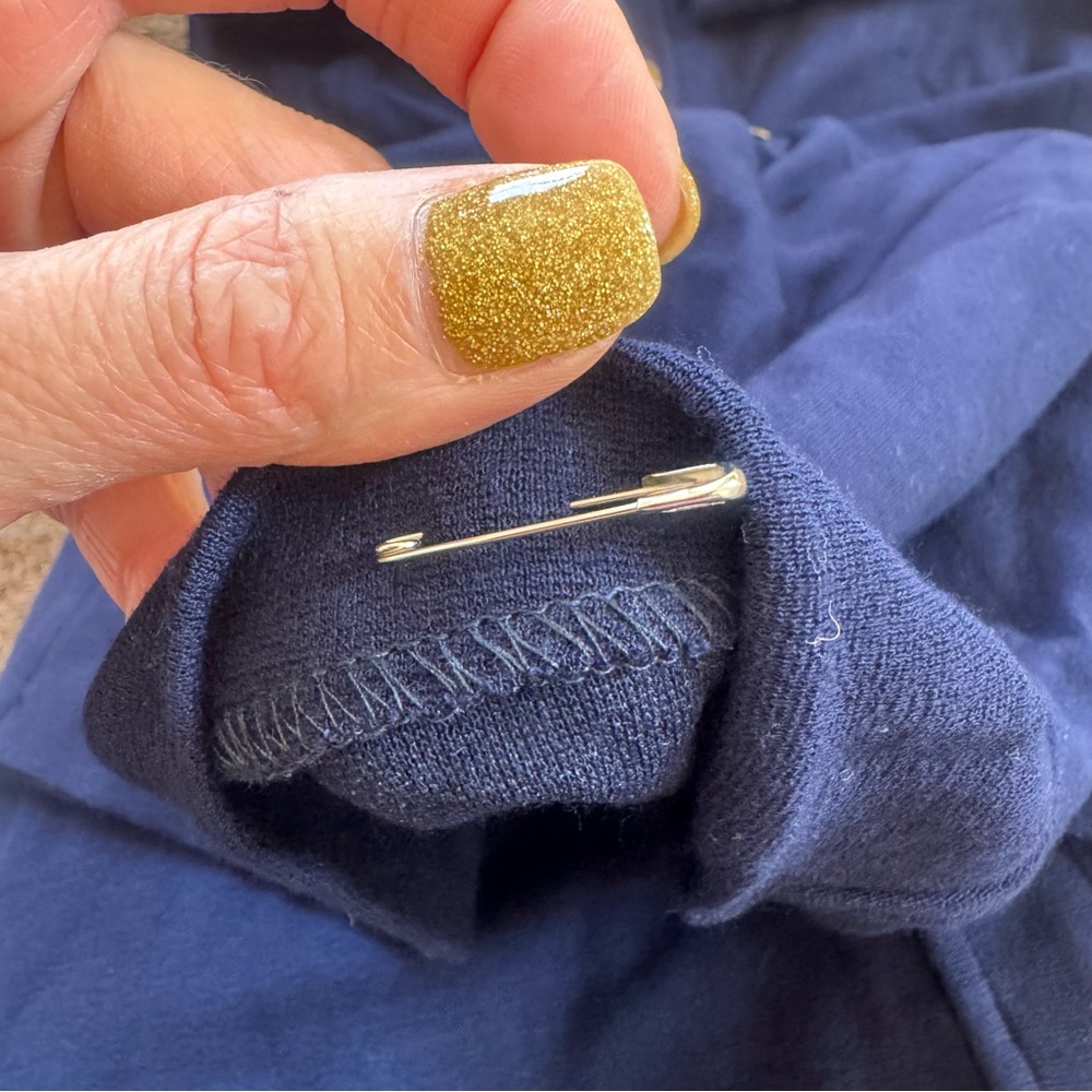 YOANA BARASCHI Navy Blue Knit Midi Skirt Sailor Anchor Gold Buttons Size M - Picture 7 of 14